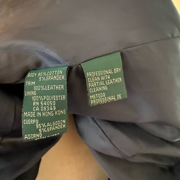 Vintage Classic Ralph Lauren leather Indigo navy blue blazer jacket size 14 EC - Picture 8 of 14